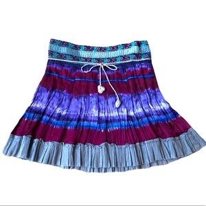 Free People Tie Dye Color Block Print Mini Skirt